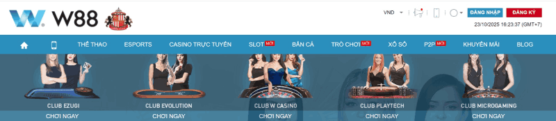 các sảnh chơi casino trực tuyến W88